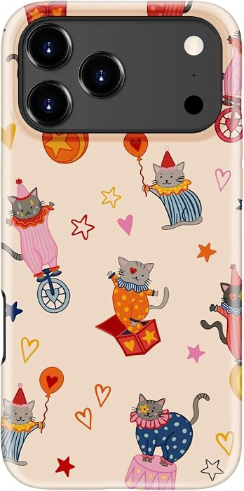 DEENAKIN for iPhone 17 Pro Case Cute,Aesthetic Circus Cat Colorful Clown Kitten Fun Phone Case, C... | Amazon (US)