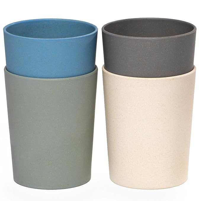 WeeSprout Bamboo Toddler Cups - 4 pc Set (10 fl oz), Organic & Non-Plastic Cup Pack for Toddlers,... | Amazon (US)