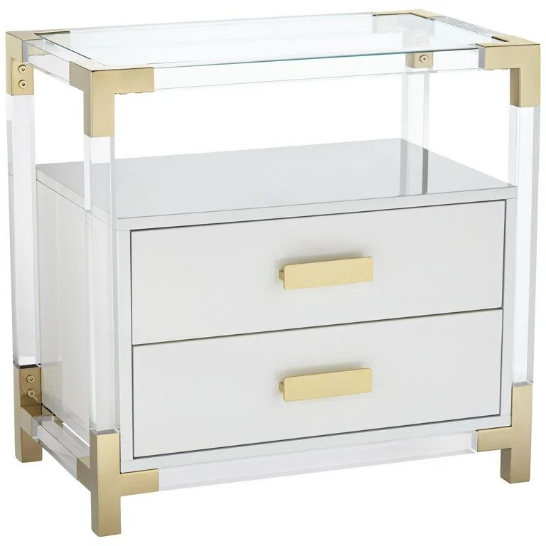 Studio 55D Abby 23 1/2" Wide White and Gold Acrylic Accent Table | Walmart (US)