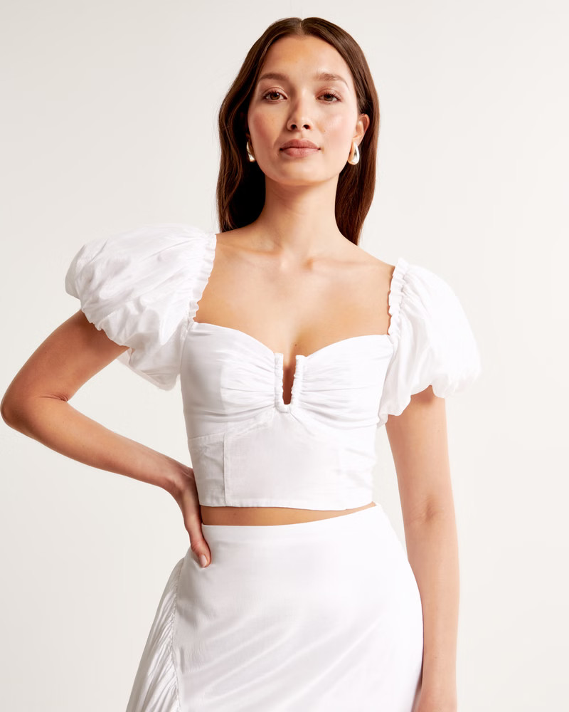 Drama Puff Sleeve Sweetheart Set Top | Abercrombie & Fitch (US)