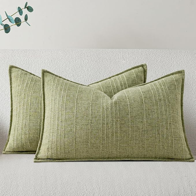 Linen Pillow Covers Set of 2,Boho Farmhouse Throw Pillowcases Neutral Textured Decorative Covers ... | Amazon (US)