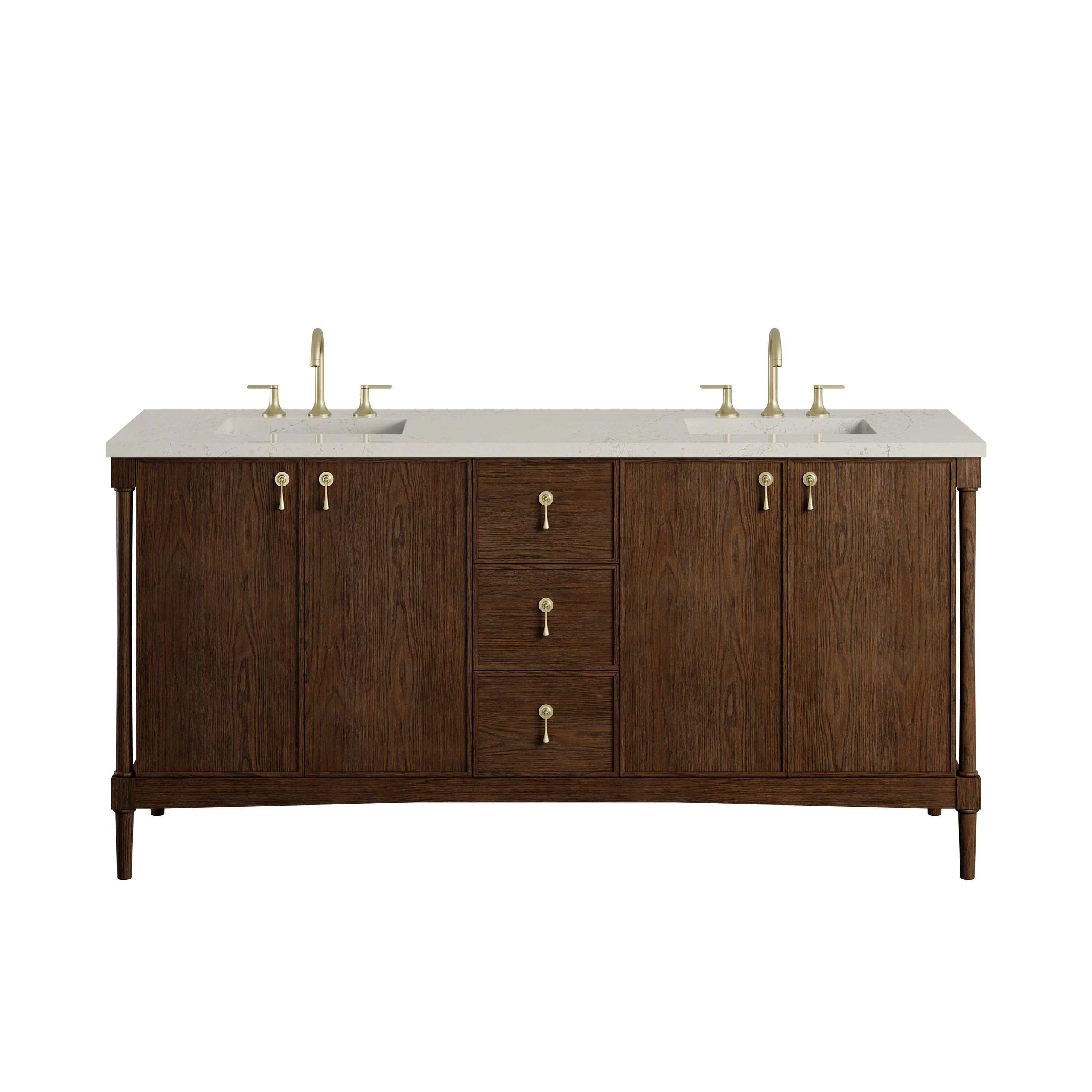 James Martin Vanities Kinnsden 72-in Sable Oak Undermount Double Sink Bathroom Vanity with Siberian Quartz Top in Brown | D680-V72-SBK-FSFR | Lowe's