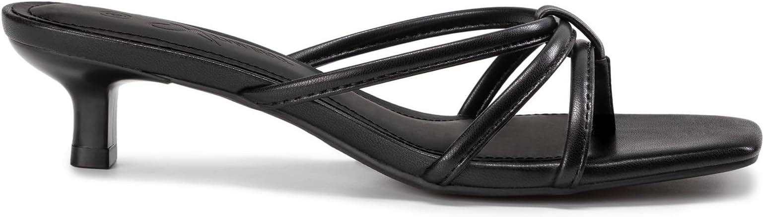 Athlefit Women's Strappy Kitten Heels Square Toe Flip Flop Low Heels Slip On Thong Heeled Sandals | Amazon (US)