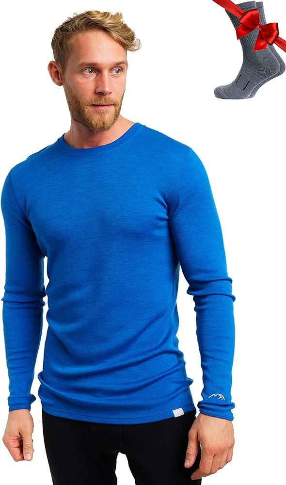 Merino.tech Merino Wool Base Layer - Mens 100% Merino Wool Long Sleeve Thermal Shirts Heavyweight... | Amazon (US)