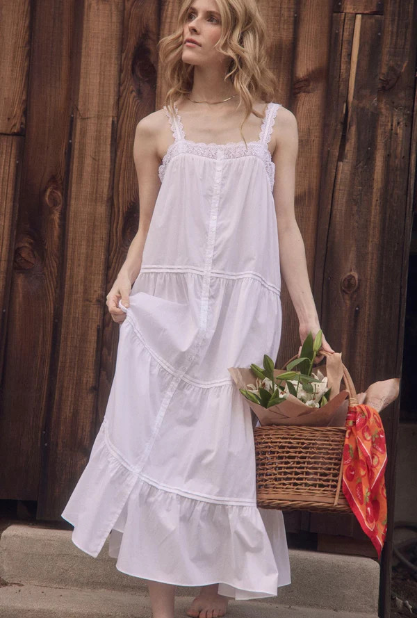 The "Camille" Iconic White Cotton Lawn Nightgown | Eileen West
