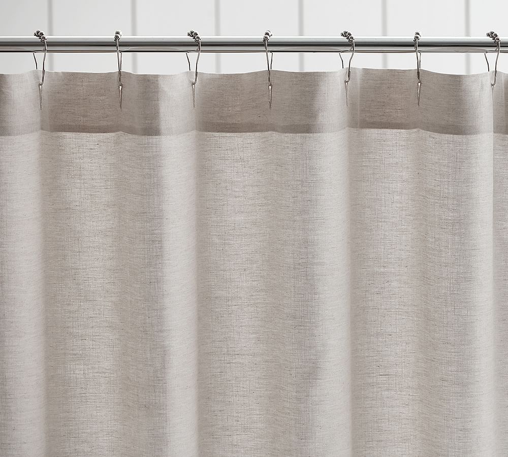 Belgian Flax Linen Hemstitch Shower Curtain | Pottery Barn (US)