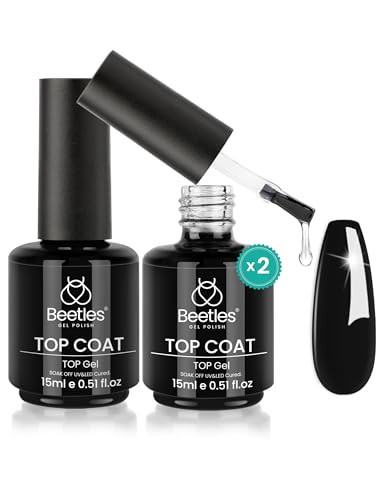 Beetles Top Coat Gel Polish Set – 2Pcs 15ml No Wipe Gel Top Coat, Long-Lasting High Gloss Finish, Clear Gel Nail Polish Soak Off UV/LED Nail Gel for DIY & Professional Manicure | Amazon (US)