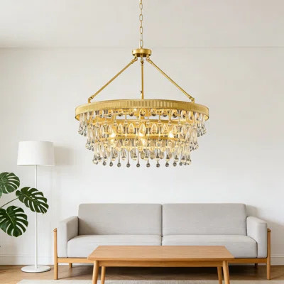 Modern Crystal Chandelier With Adjustable Height, 6-Light 3-Tier Design With K9 Crystals For Dining Room, Living Room, Bedroom, Kitchen, Entryway And | Wayfair North America