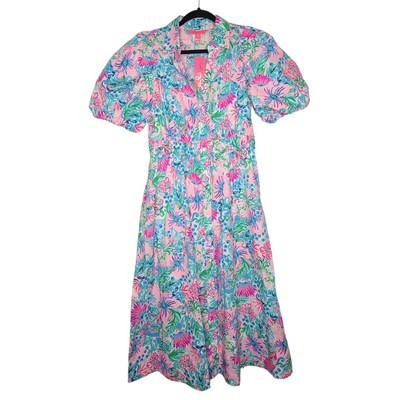 Lilly Pulitzer Tassie Elbow Sleeve Midi Dress Mandevilla Baby Paradise NWT Sz 8 | eBay US