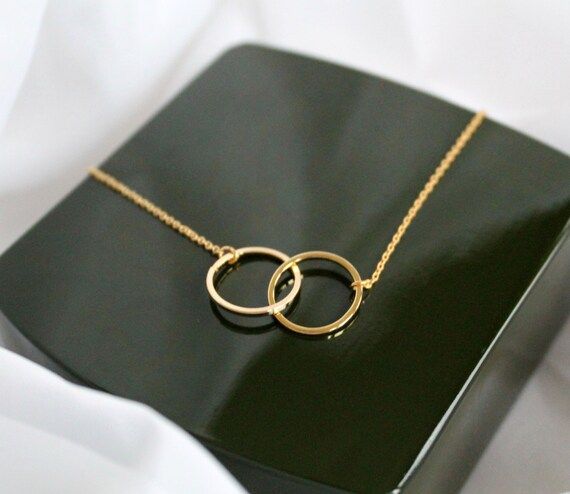 Double Eternity Necklace, Linked Circle Necklace, Karma Circle Necklace, Love, Wedding Jewelry, B... | Etsy (US)