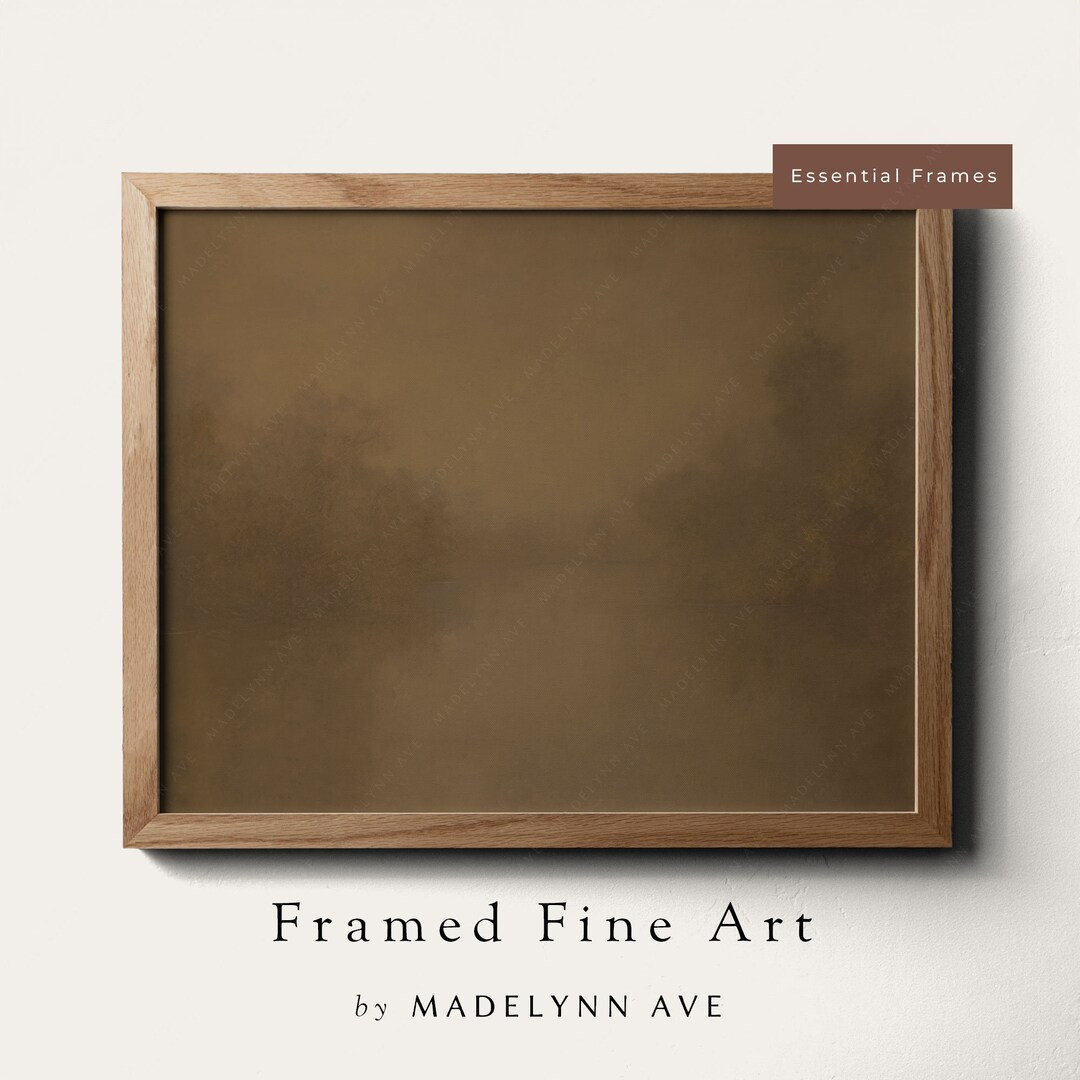 Framed Canvas Deep Brown Moody Art Print - Oil Painting Modern Cottage Style - Chic Neutral Artwo... | Etsy (US)