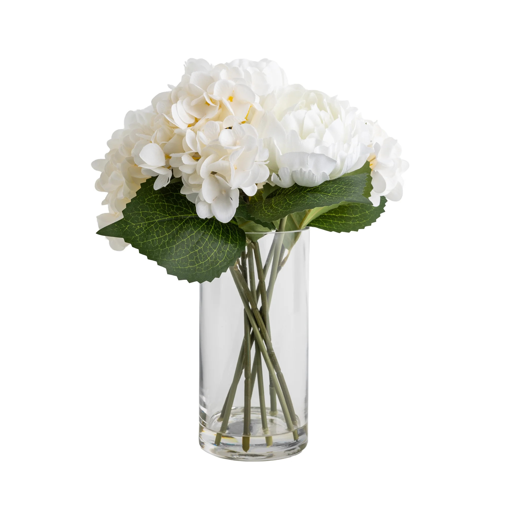 Mainstays Large Artificial White Floral Arrangement in Clear Glass Vase, 14" | Walmart (US)