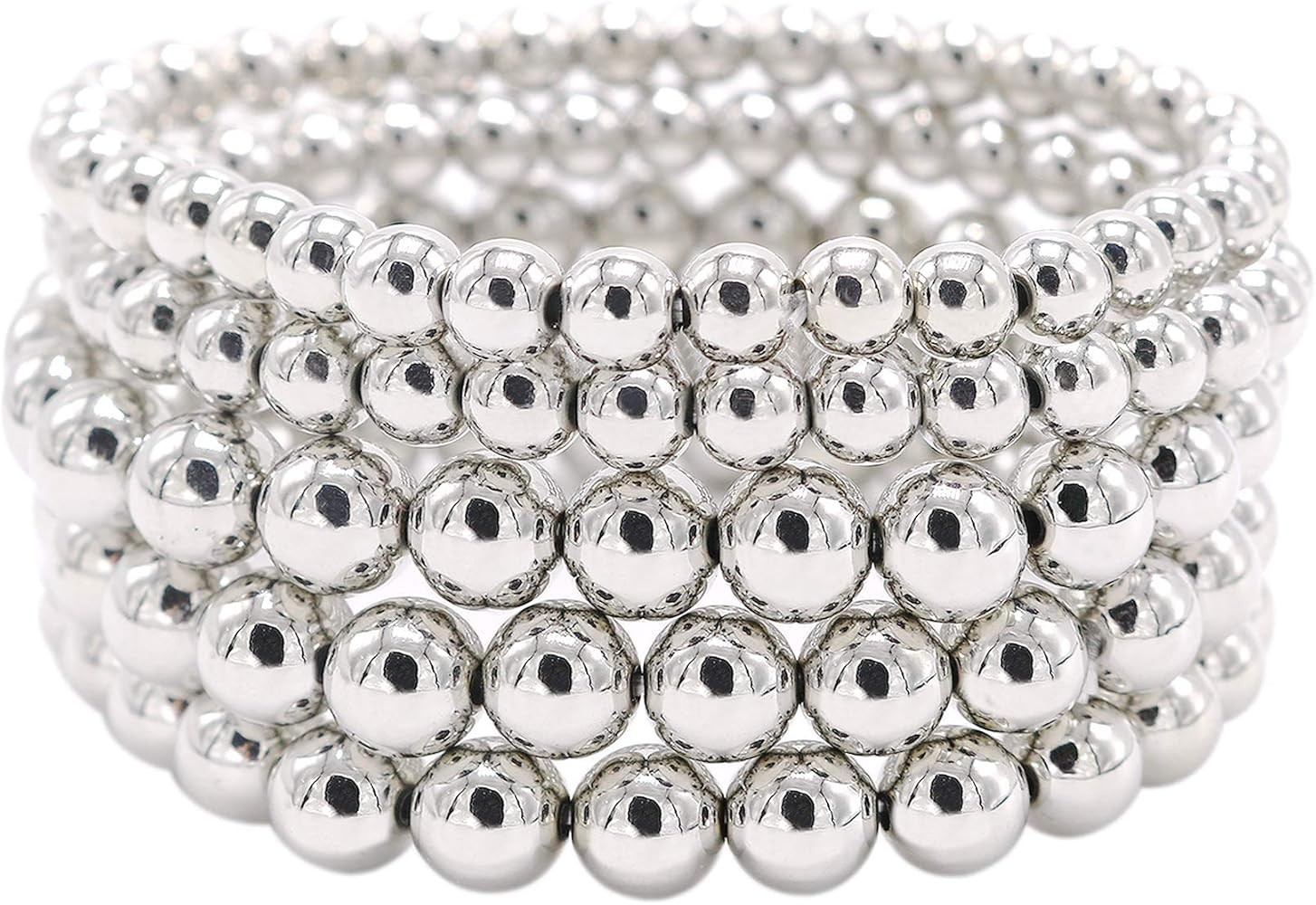 5 Pcs Faux Pearl Bracelet Set for Women Beaded Stretch Strand Bracelets for Bridesmaid,Bridal,Par... | Amazon (US)