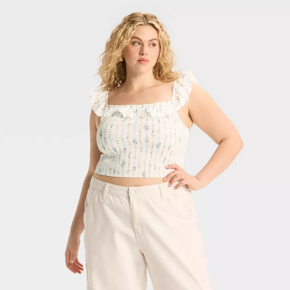 Women's Ruffle Sleeve Smocked Tank Top - Wild Fable™ | Target