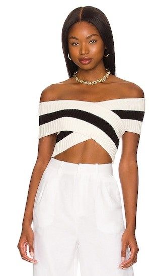 Ansley Crop Top in White & Black | Revolve Clothing (Global)