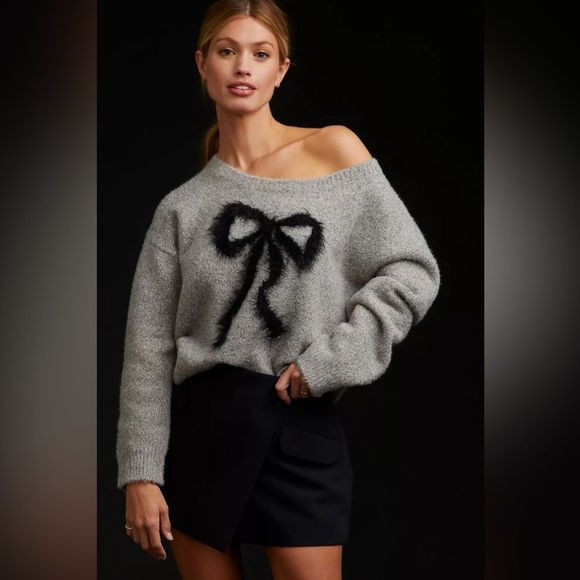Anthropologie Maeve Bow Sweater Size XL | Poshmark