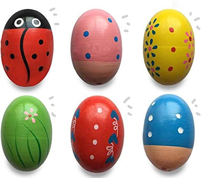 Jofan 6 Pack Wooden Musical Shake Easter Eggs Shakers for Kids Boys Girls Toddlers Easter Basket ... | Amazon (US)