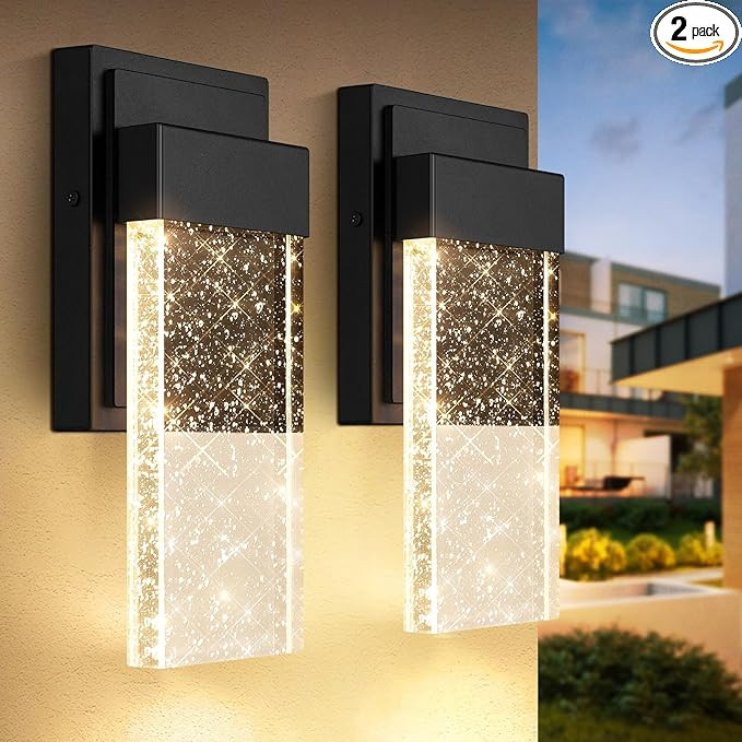 BesLowe Outdoor Wall Light Fixtures with Crystal Bubble Glass, Waterproof Exterior Sconces LED Wa... | Amazon (US)