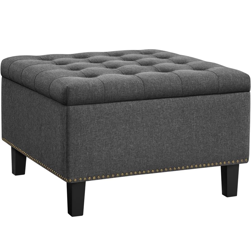 SmileMart Modern linen-like Storage Ottoman Bench Footrest with Button-Tufted for Entryway, Dark ... | Walmart (US)