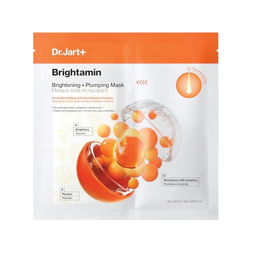Dr.Jart+ Brightamin Brightening Plumping Korean Face Mask with Vitamin C | Korean Skin Care | Travel Size, 1 Pack | Amazon (US)