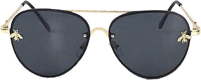 Fashion Culture Women's Buzzed Bee Charm 60mm Aviator Sunglasses (Black) | Amazon (US)