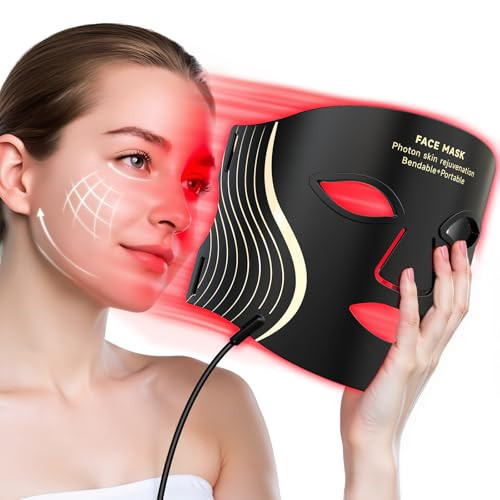 Red Light Therapy Mask for Face, 7 Colors LED Face Mask Light Therapy with Rechargeable Remote, 850NM Infrared & Red Light Mask, Portable Anti-Aging & Skin Rejuvenation Device for Home Use or Travel | Amazon (US)