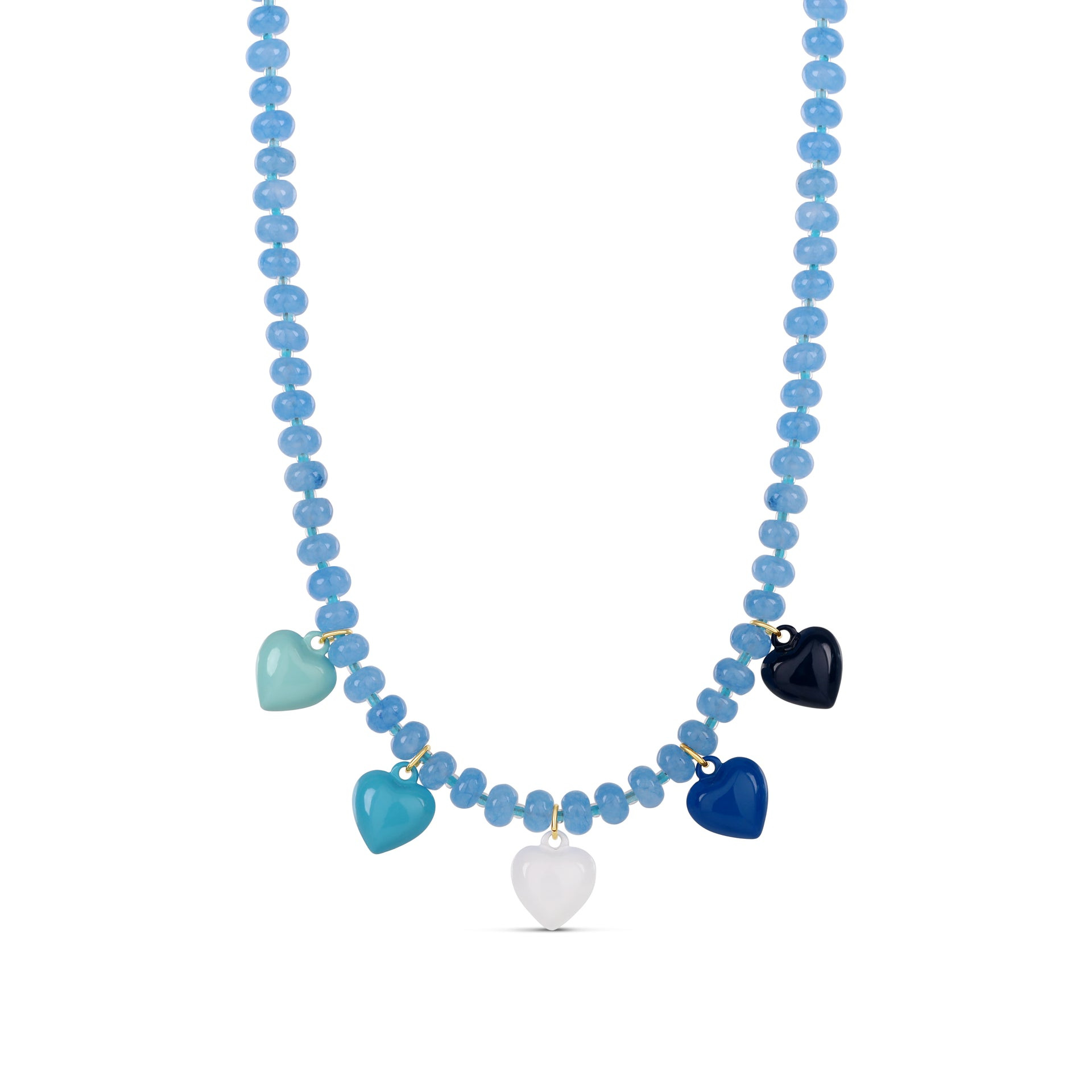 Playful Heart Charm Beaded Necklace – Multi-Color Edition | Hannah B. Jewelry