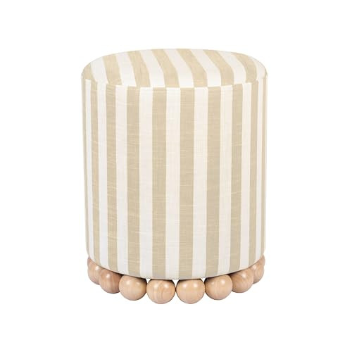 Tov Furniture Dex Beige Striped Linen Ottoman | Amazon (US)