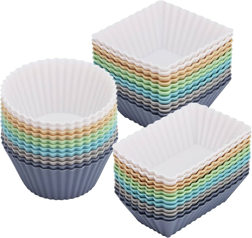36Pack Silicone Cupcake Liners, Reusable Baking Muffin Cups, Food-Grade Silicone Mold Bento Lunch... | Amazon (US)