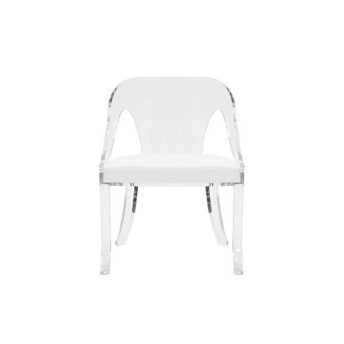 Worlds Away Round Back Acrylic Chair With White Linen Cushion | Gracious Style
