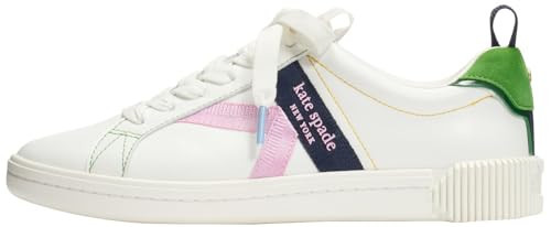 kate spade new york Signature Lace Up Sneaker, True White/Kate Spade Green, 7.5 | Amazon (US)