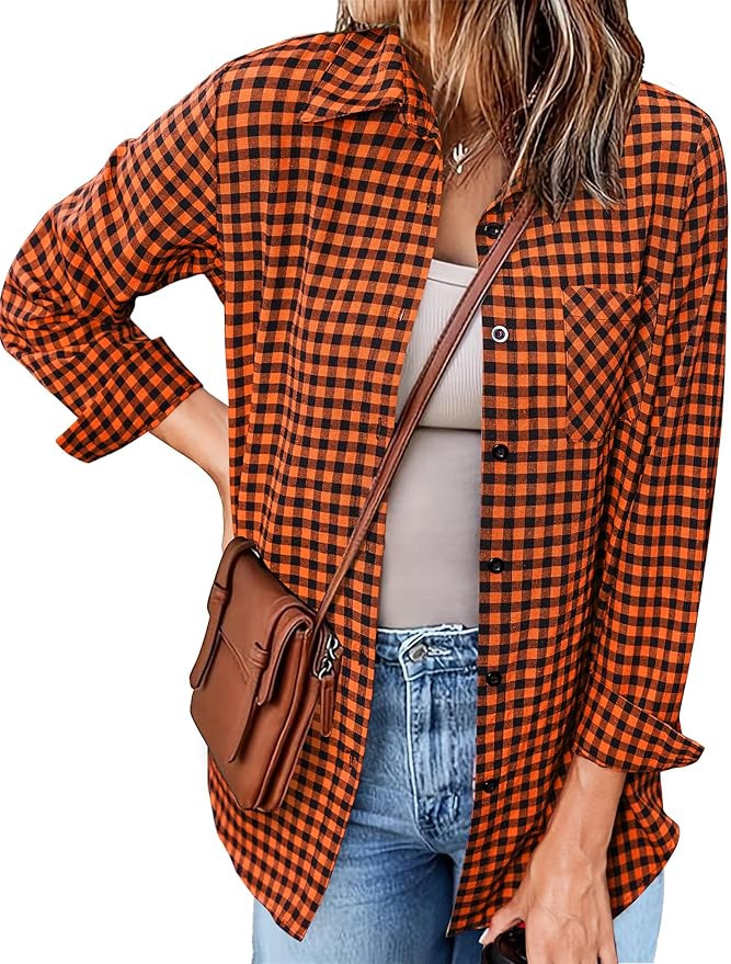 Zeagoo Long Sleeve Plaid Shirt for Women Button Down Shirts Buffalo Shackets Business Casual Blou... | Amazon (US)