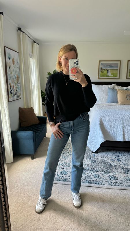 Comfy casual stables for a work from home day

Crewneck sweater is an Amazon find that fits true to size and is loose, the straight leg jeans are broken in and super comfortable, fit is loose, so size down if you want them tighter .

#LTKshoecrush #LTKSeasonal #LTKfindsunder100