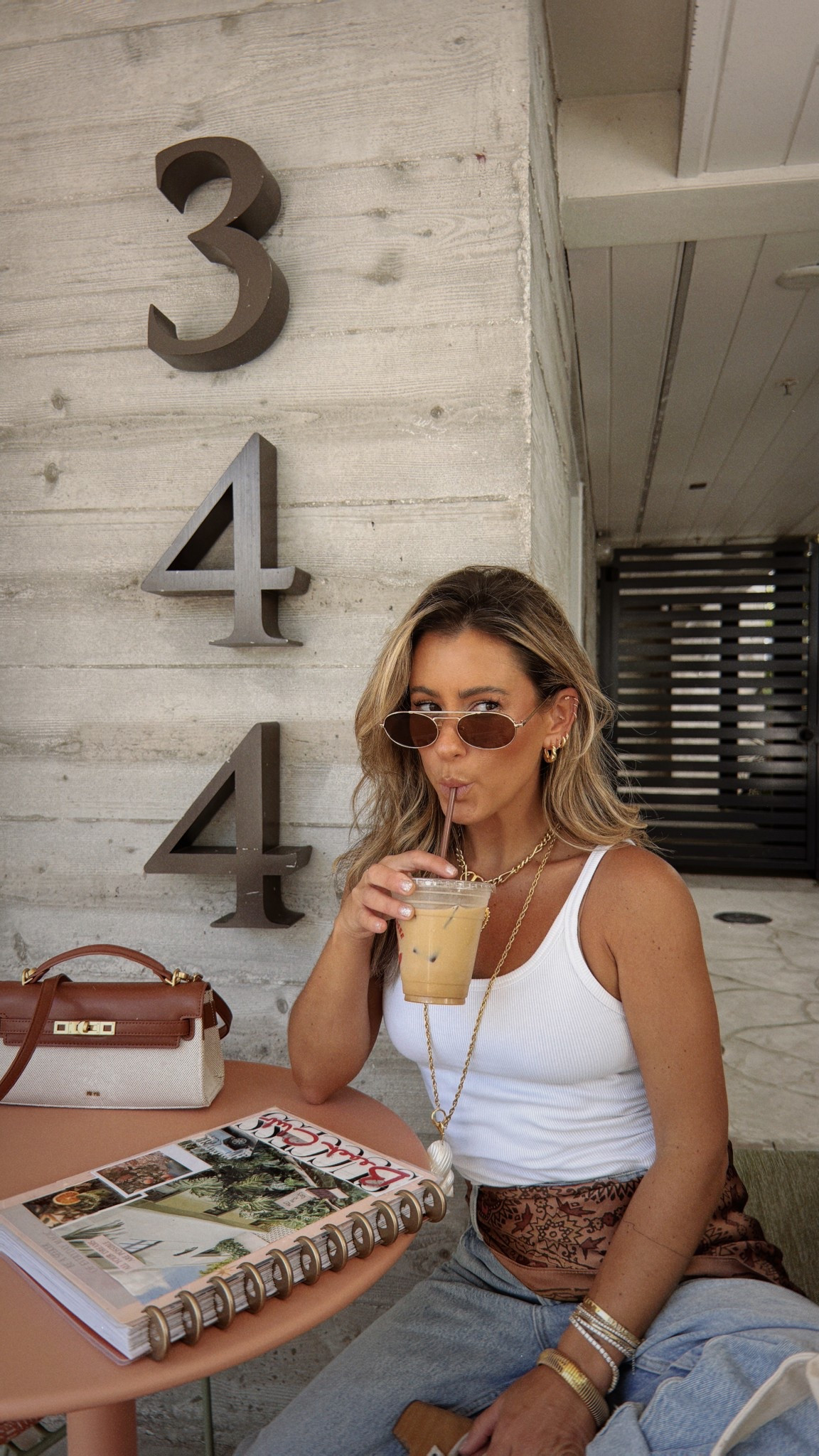 Coffee shop ootd — jeans & a white tank. Dressed it up with a retro silky bandana in beige as a belt, gold accessories & a new fall handbag! xx 

#LTKootd #LTKSaleAlert #LTKPetite