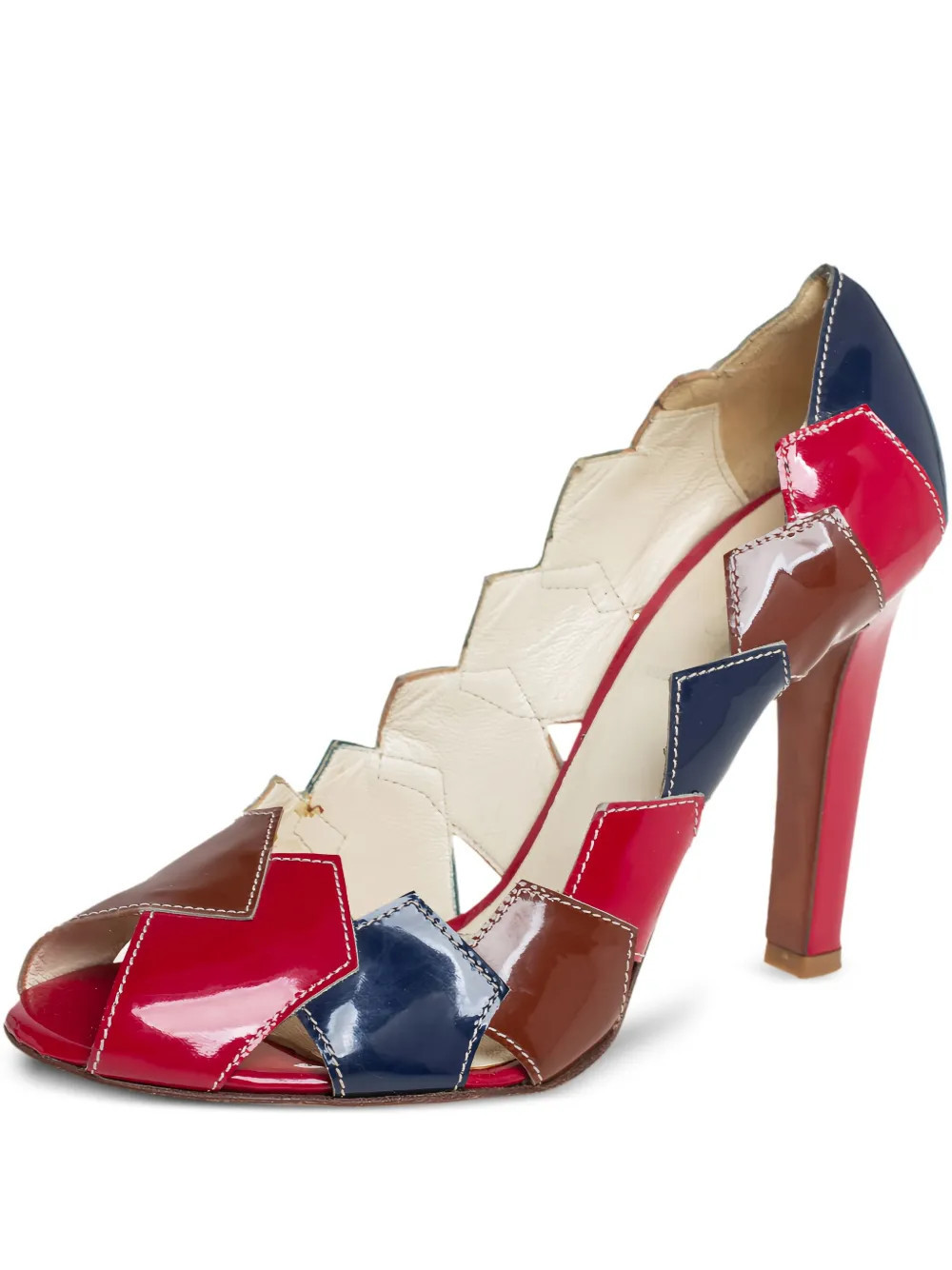 Miu Miu Pre-Owned 2023 95mm patchwork pumps - Red | Farfetch Global
