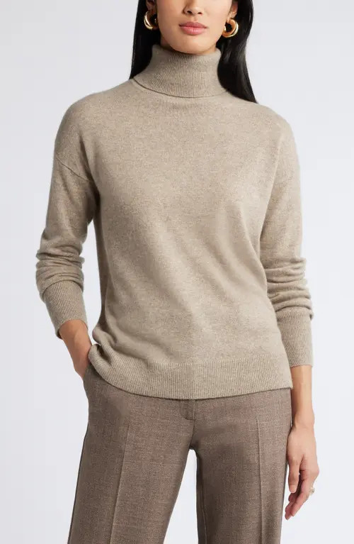 Nordstrom Cashmere Turtleneck Sweater in Beige Bliss at Nordstrom, Size Xx-Large | Nordstrom