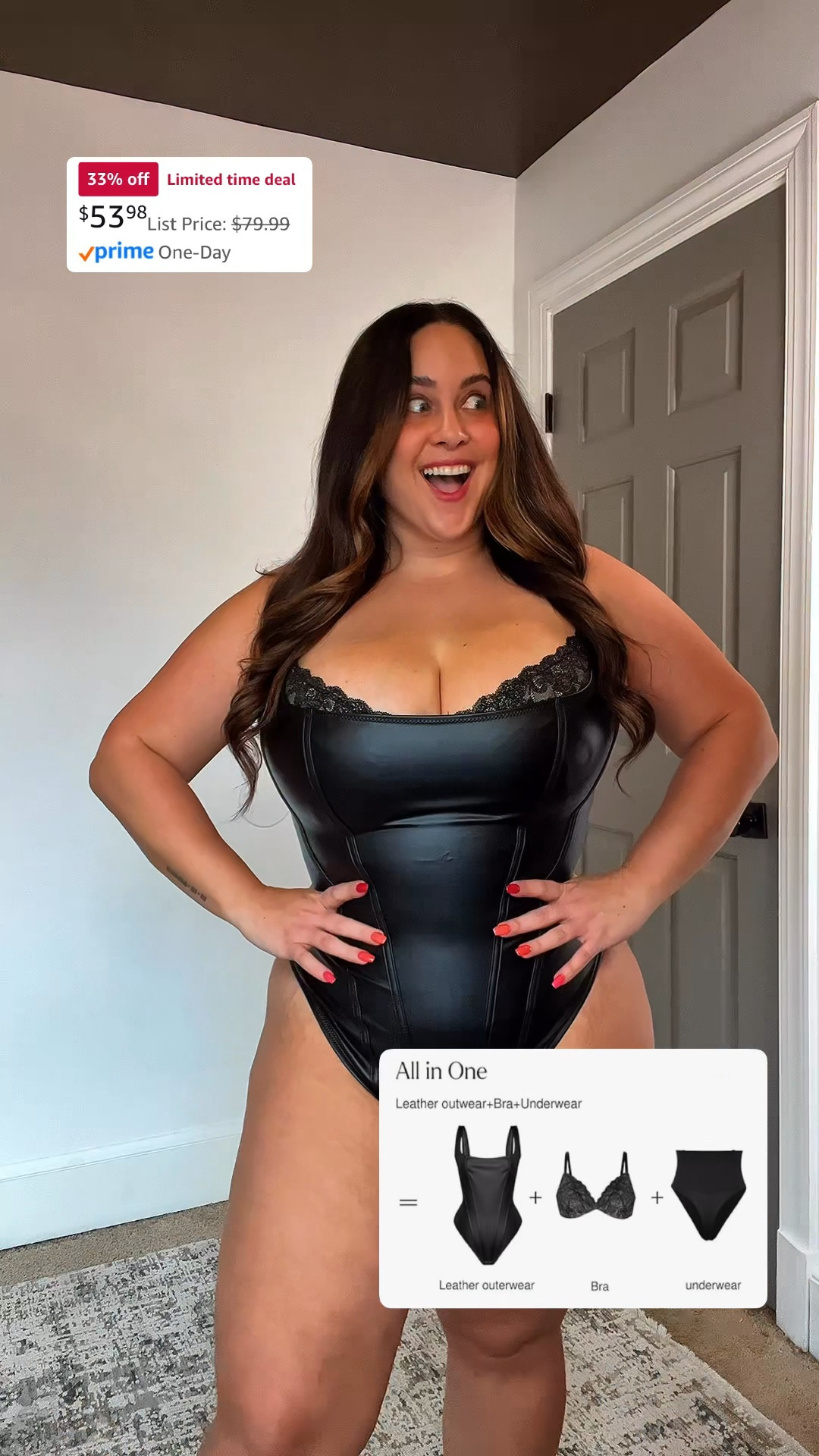 SHAPEWEAR BODYSUIT - 20% OFF! 

Bodysuit has built in Shapewear and is shown in size XXL 

Jeans are soft and stretchy like a pajama, can be sizes down 1-2 sizes. These are a size 14 SHORT. 

5’2” wearing FLATS 

#LTKMidsize #LTKPlusSize #LTKStyleTip #shapewear #fauxleather 

#LTKSaleAlert