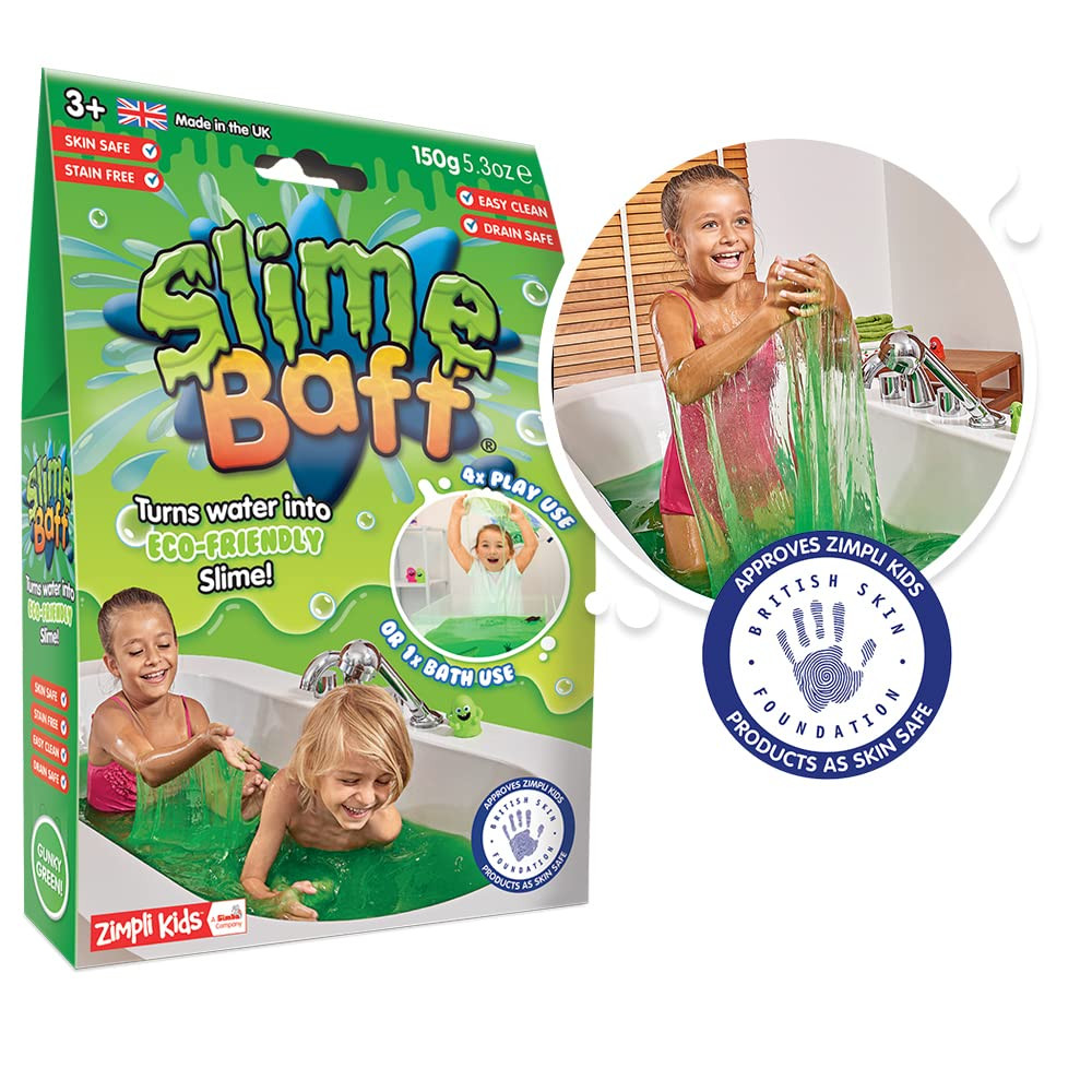 Slime Baff Green, 1 Bath or 4 Play Uses from Zimpli Kids, Magically turn water into gooey, colourful | Amazon (UK)