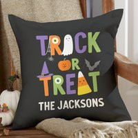 Trick Or Treat Icons Personalized Outdoor Throw Pillow, Halloween Decor, Fall Custom Porch Housewarming | Etsy (US)