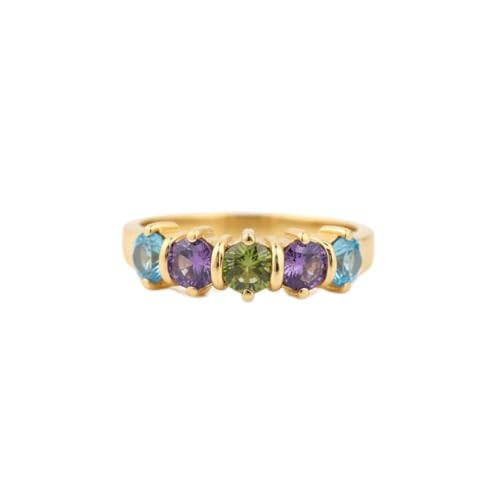 GNGJewel 3 to 5 Birthstones Family Mother's Ring in Solid 10K Yellow, White Gold or Sterling Silver | Amazon (US)