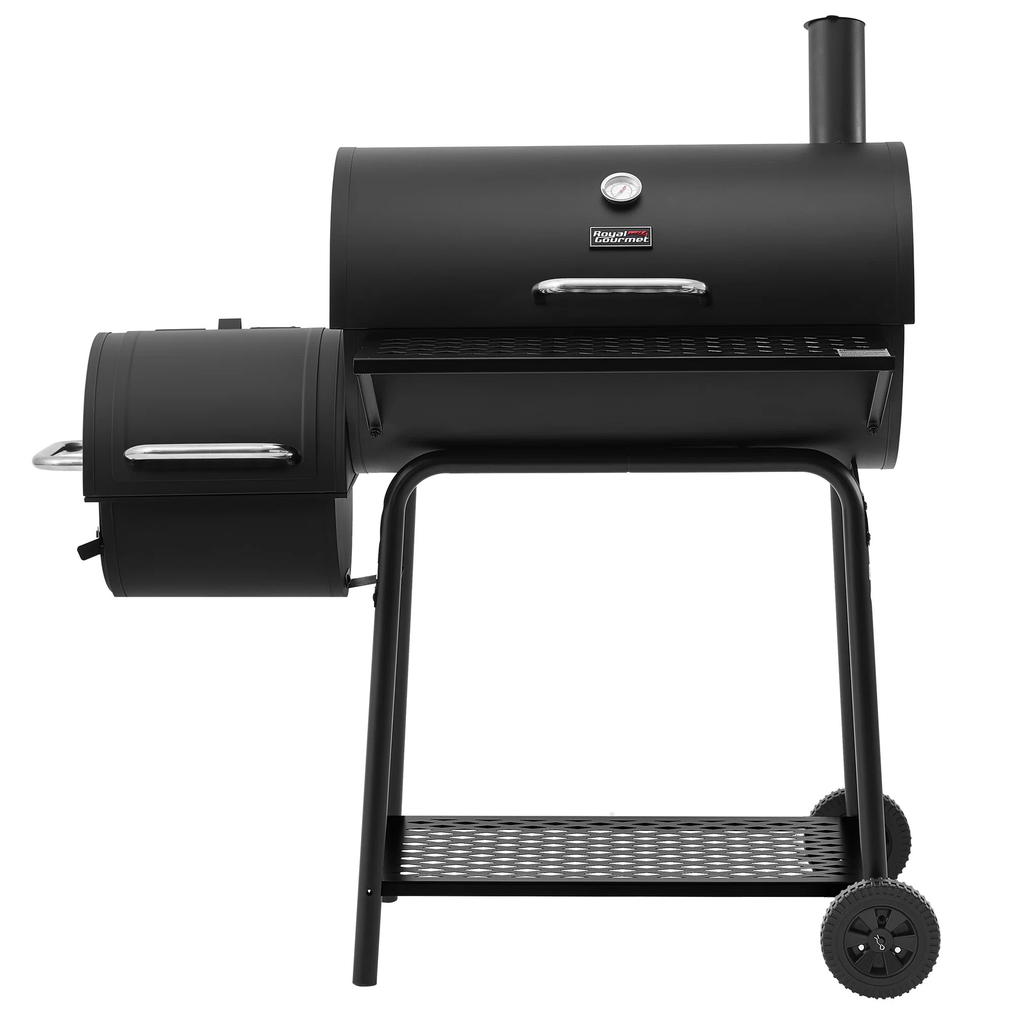 Royal Gourmet 28" Barrel Charcoal Grill with Smoker and Front Table | Wayfair North America