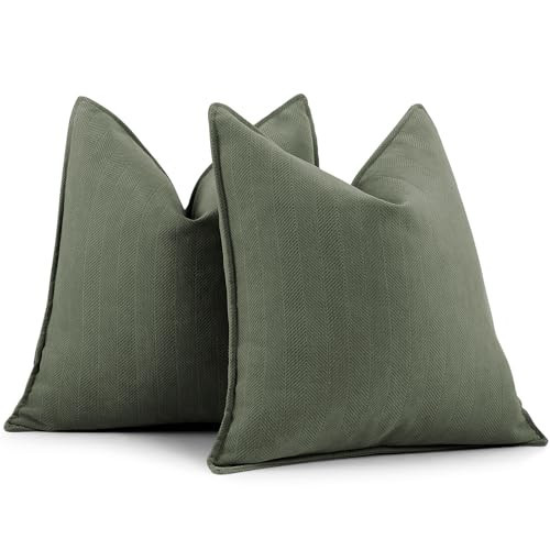 ZWJD Army Green Pillow Covers 24x24 Set of 2 Chenille Throw Pillow Covers with Elegant Design Soft and Luxurious Decorative Throw Pillows for Couch, Bed, and Home Decor | Amazon (US)