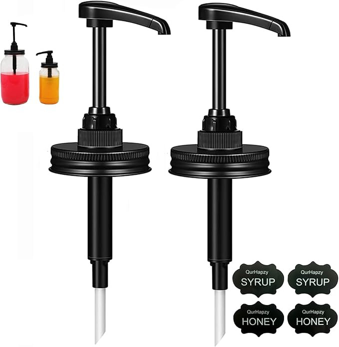 Wide Mouth Mason Jar Honey Pump Dispenser Lid & 4pcs Sticker,Food Grade Plastic pumps and 3.38 In... | Amazon (US)