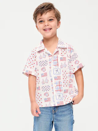 Printed Linen-Blend Pocket Shirt for Toddler Boys | Old Navy (US)