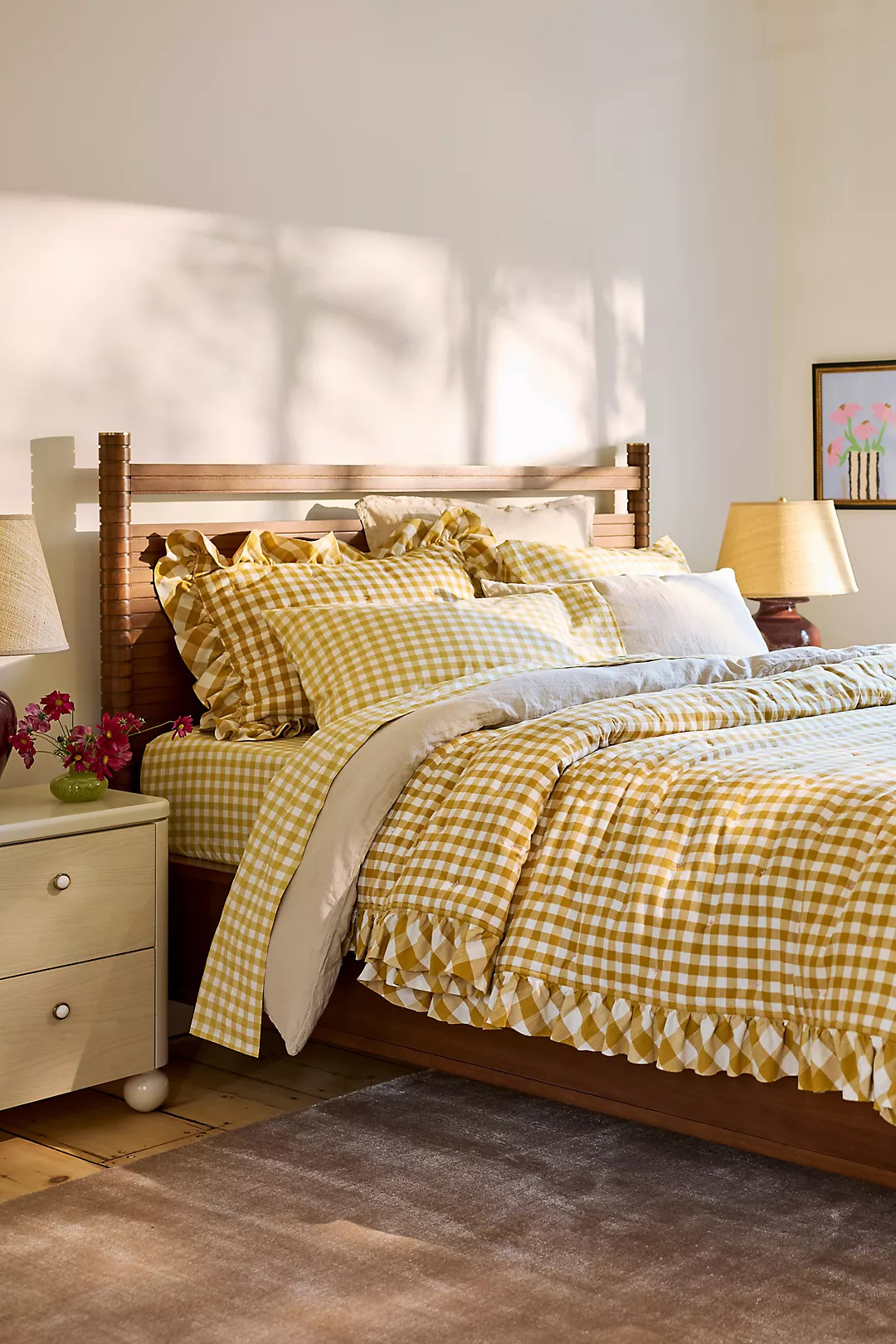 Gingham Ruffle Yarn-Dyed Cotton Quilt | Anthropologie (US)