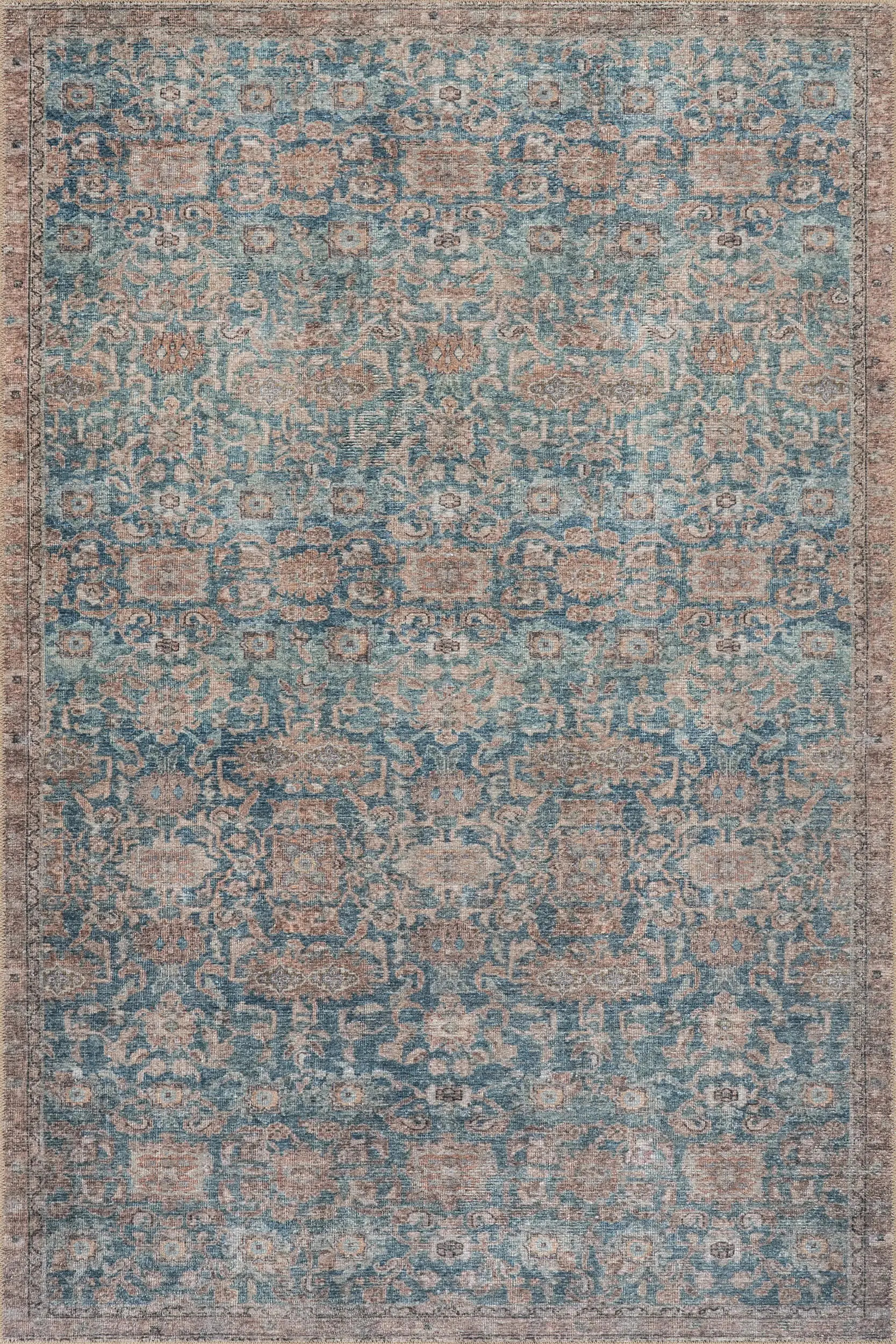 Ethellie Vintage & Distressed Washable Rug | Blue | Rugs USA