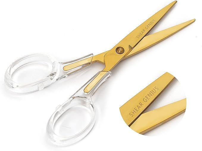 Gold Scissors for Desk - Aesthetic Desk Decor - Office Scissors - Clear Cute Scissors Supplies - ... | Amazon (US)