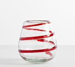 Red Ribbon Handcrafted Recycled Stemless Wine Glasses | Pottery Barn (US)