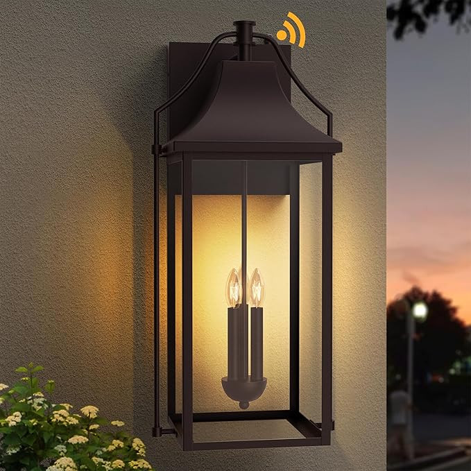 𝟐𝟓-𝐈𝐍𝐂𝐇 Dusk to Dawn Outdoor Wall Light, Large Size Waterproof Patio Lanterns, ... | Amazon (US)