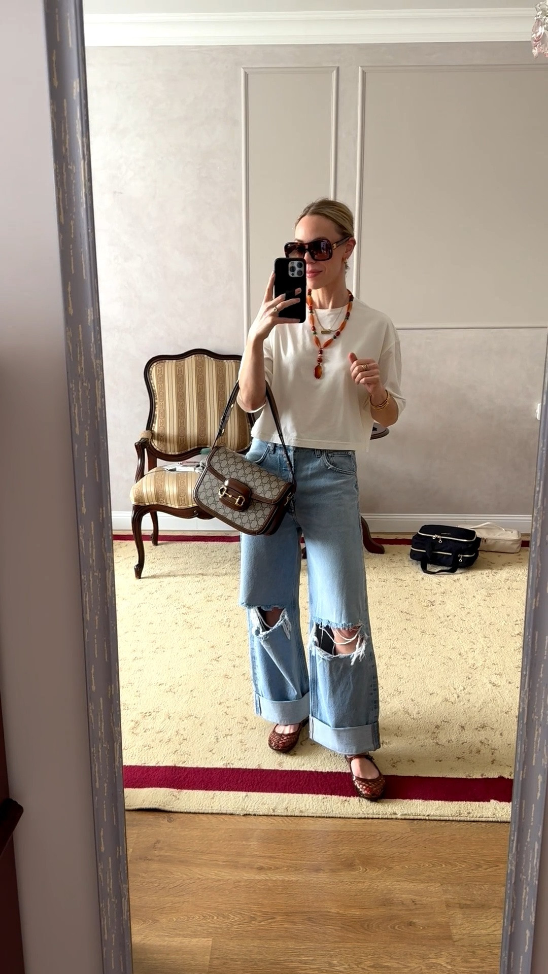 Casual summer look, cropped tee, baggy jeans, jelly shoes, beaded pendant necklace

#LTKdayinmylife #LTKootd #LTKSeasonal